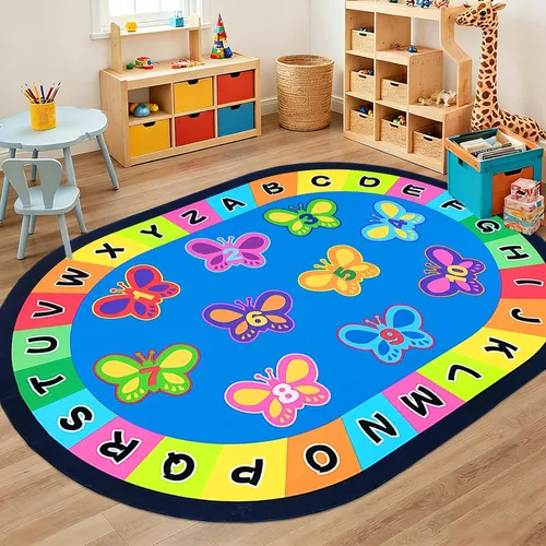 Miniatura 23 de USTIDE Alfombra ovalada para niños, 5 x 7 pulgadas, con letras del alfabeto ABC, alfombra educativa antideslizante, alfombra de juego para el aula