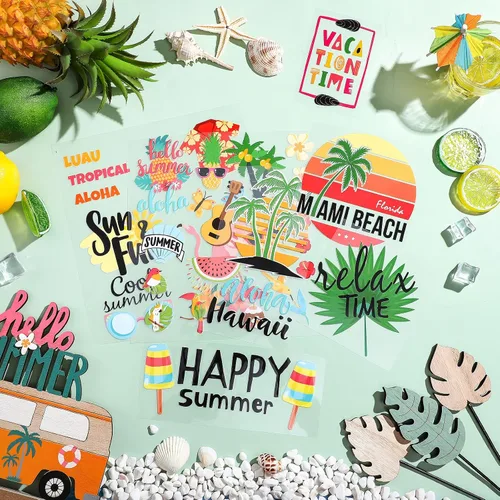 Miniatura 5 de Fainne 22 calcomanías de vinilo de transferencia de calor para playa, para planchar, para planchar, listas para prensar, para camisetas, chaquetas