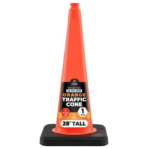 Miniatura 45 de Xpose Safety Cono de tráfico verde lima de 28 pulgadas, paquete de 4, cono de seguridad de PVC de alta calidad para estacionamiento, precaución