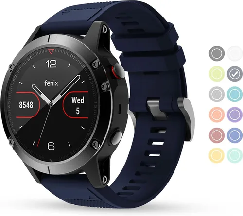 Miniatura 13 de Correa de reloj compatible con Fenix, correa de reloj Garmin de 0.866 in, silicona suave, repuesto para Fenix 5/5 Plus/6/6 Pro/7/Forerunner Negro