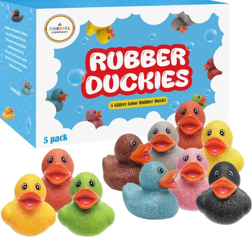 The Dreidel Company Surtido de juguetes de pato de goma con purpurina para niños, regalos de cumpleaños, baby showers, verano, playa y piscina, 2