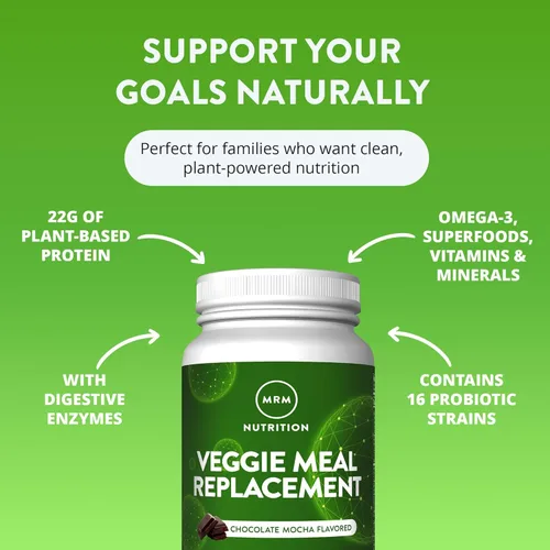 Miniatura 3 de MRM Proteína nutritiva de reemplazo de comida vegetariana Sabor a chocolate moca 0.78 oz de proteína completa a base de plantas Comida sobre