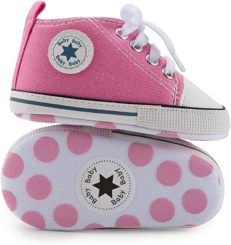 Miniatura 3 de Meckior - Zapatos deportivos de lona para bebé, con suela suave y caña alta, para sus primeros pasos y estar en la cuna