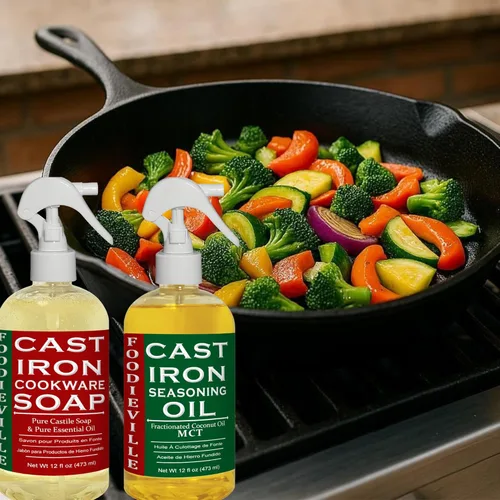 Miniatura 2 de Creation Farm - Acondicionador antiadherente de aceite de hierro fundido para condimentos, planchas, parrillas de barbacoa, parrillas planas, hornos