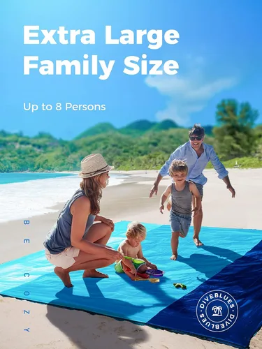 Miniatura 2 de OCOOPA Diveblues - Manta de playa extragrande de nailon de paracaídas, sin arena, cómoda, acogedora, a la moda, compacta y ligera, reforzada, a