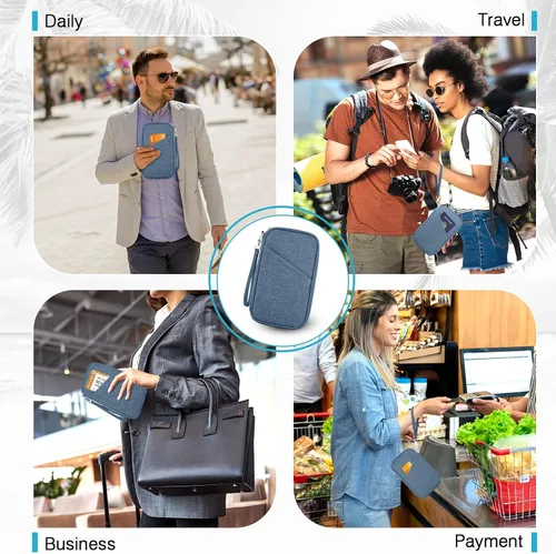 Miniatura 5 de Cartera de pasaporte para la familia con RFID, organizador de documentos de viaje, impermeable para mujeres, billetera de pasaporte portátil