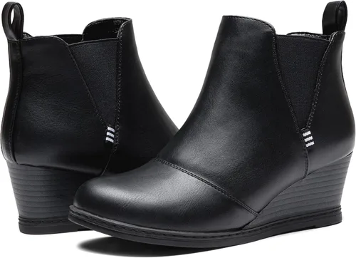 Miniatura 7 de Vepose Botas de tobillo para mujer, botines de tacón de cuña negro, zapatos casuales para mujer