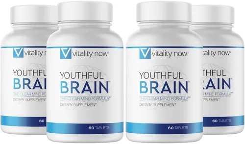 Youthful Brain - Paquete de 4 botellas – Suplemento de apoyo para la memoria y la salud cerebral – Claridad de refuerzo cerebral con Bacopa