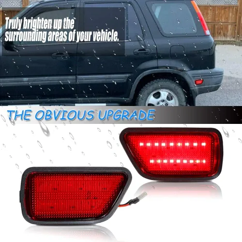 Miniatura 2 de 2x luces LED de señalización lateral de lente roja para parachoques trasero para Honda CR-V 1997-2001