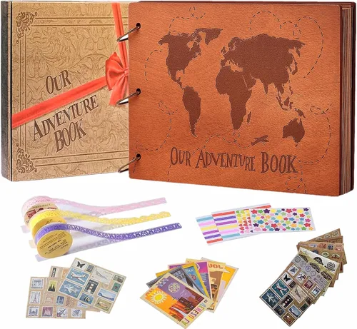 Miniatura 11 de Nuestro Libro de Aventuras de 12 x 12 pulgadas, Álbum de Recortes Grande Hecho a Mano, Libro de Recortes de Viaje, 60 páginas, álbum DIY