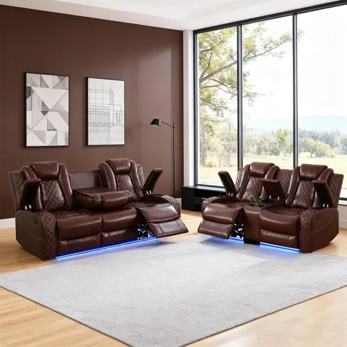 Miniatura 51 de Sofá reclinable individual eléctrico para muebles de sala de estar, silla reclinable de cuero con luces LED, puertos USB, almacenamiento oculto