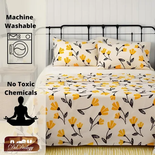 Miniatura 3 de DaDalogy Bedding - Juego de cama floral de 9 piezas en una bolsa, juego de sábanas bajeras y encimeras con funda de almohada y cenefa de cortina
