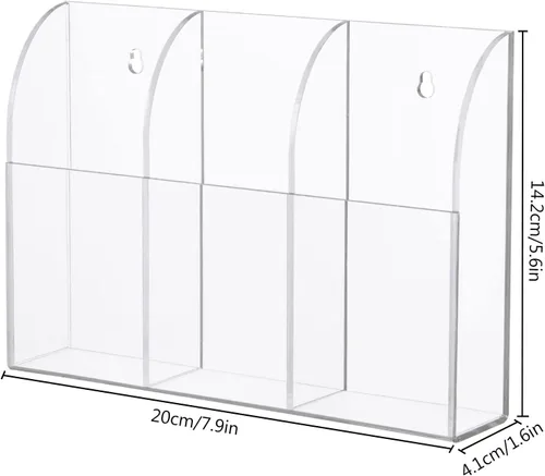 Miniatura 2 de Yeeco Soporte de acrílico para control remoto, 3 compartimentos, soporte de control remoto transparente, 7.9 pulgadas, 1.6 pulgadas, 5.6 pulgadas