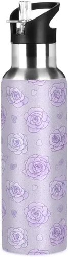 Soft Pastel Style Roses Stainless Steel Vacuum Insulated Water Bottle 20 Oz, BPA-Free Sports Water Bottle Leakproof Water Bottles