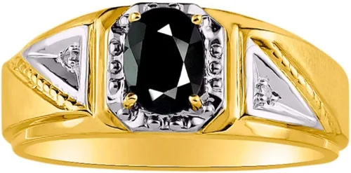 Rylos Anillos para hombre oro amarillo de 14 quilates clásicos de 0276 x 0197in piedras preciosas ovaladas y auténticas brillantes de diamante