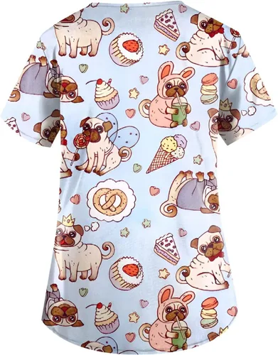 Miniatura 2 de Lindas camisetas médicas para perros para mujer, talla grande, suaves, elásticas, divertidas, de caricaturas, para enfermeras, pediátricas