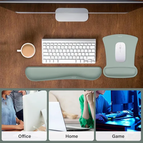 Miniatura 7 de MOSISO Juego de Reposamuñecas para Teclado y Mouse, Alfombrilla Ergonómica con Base Antideslizante para Alivio del Dolor en Casa/Oficina y Escritura