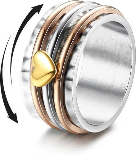 Miniatura 30 de Magitaco Anillos giratorios de acero inoxidable, anillos para ansiedad, anillos de ansiedad para mujeres y hombres