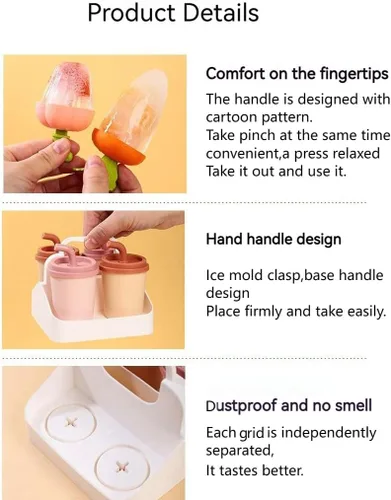 Miniatura 3 de Lindo juego de moldes para paletas familiares, moldes para helados, accesorios de cocina congelados, fácil liberación, saludable, de grado