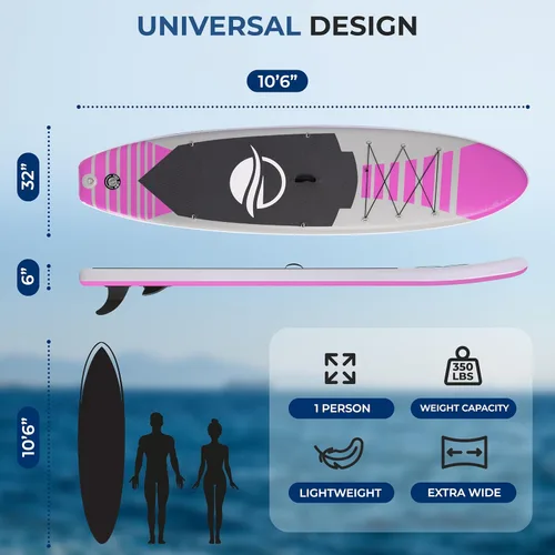 Miniatura 5 de SereneLife Tabla de Paddle Inflable de Pie - Diseño Amplio y Estable, Cubierta Antideslizante para Adultos y Jóvenes con Accesorios Premium de Tabla