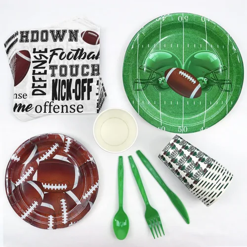 Miniatura 5 de Suministros para fiestas de fútbol, platos y servilletas para fiestas de fútbol