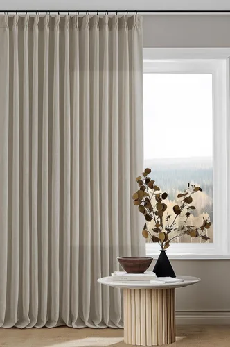 Miniatura 41 de Cortinas de lino natural con pliegues fruncidos de 120 pulgadas de largo para sala de estar, cortinas plisadas con ganchos y lengüeta trasera