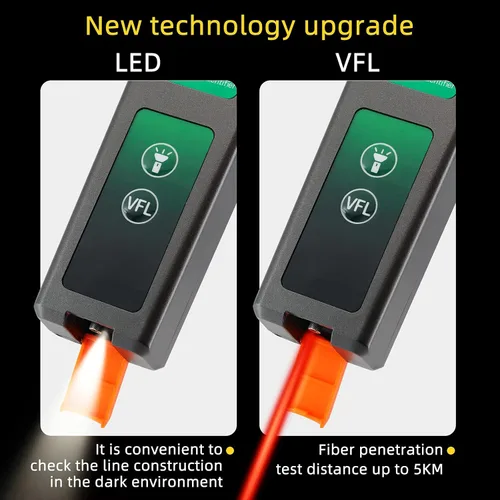 Miniatura 3 de Identificador de fibra óptica VFL LED Luz OFI de fibra viva Cable óptico Identificador Detector Probador 900-1650nm SM y MM OFI Herramientas