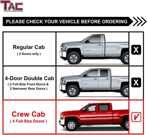 Miniatura 3 de TAC - Estribos laterales con barras Nerf para Chevy Silverado/GMC Sierra 2001-2018 1500 & 2001-2019 2500/3500 camioneta de doble cabina
