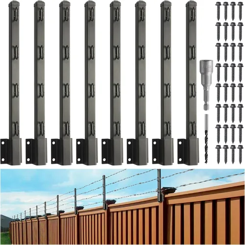Miniatura 14 de Extensor de poste de valla, alambre de púas de 23.5 pulgadas, brazo extendido, para cercas exteriores para aumentar la altura, proteger