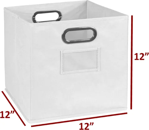 Miniatura 6 de Niche Cubo - Juego de 2 contenedores plegables de tela, color blanco
