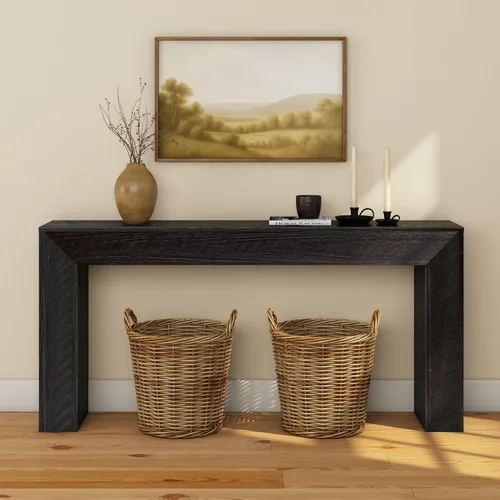 Miniatura 3 de Plank+Beam Mesa Consola Grand, Mesa de Sofá Moderna de Madera Maciza de 56 Pulgadas, Mesa de Entrada Estrecha para Pasillo, Detrás del Sofá, Sala