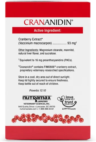 Miniatura 2 de Nutramax Laboratories Crananidin Extracto de Arándano Suplemento para la Salud del Tracto Urinario para Perros, 75 Tabletas masticables