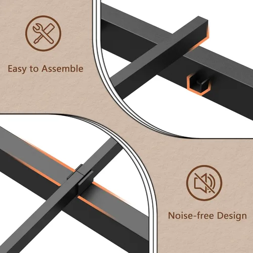 Miniatura 9 de OURPIC Estructura de cama de tamaño completo con cabecero, estructura de cama tamaño completo con luz LED y estación de carga, base de cama de Negro