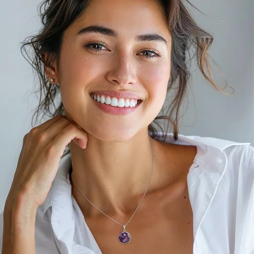 Miniatura 23 de Collares de plata de ley 925 con piedras preciosas para mujer, piedra natal, collares con colgante de plata, collar de plata de declaración de plata