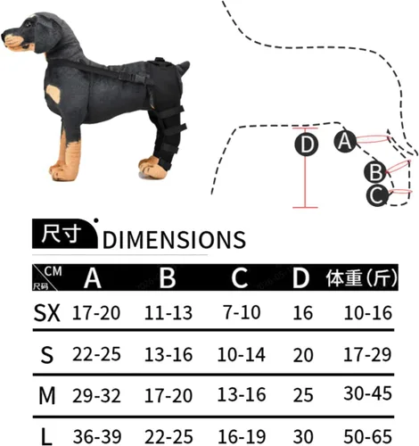Protector de patas traseras de perro, rodillera ajustable para soporte de pierna, soporte para las piernas del perro, soporte para la articulación