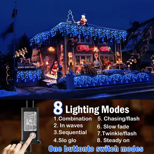 Miniatura 2 de Hezbjiti - Luces de Navidad para decoración al aire libre, 1600 luces LED de 164 pies, 8 modos, 320 gotas, guirnalda de luces para decoración