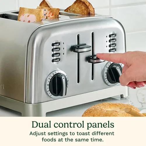 Miniatura 5 de Cuisinart 4 Slice Toaster, Compact Stainless Steel Toaster with Extra-Wide Slots for Toasting Bread, French Toast, Bagels and Pastries, Defrost &