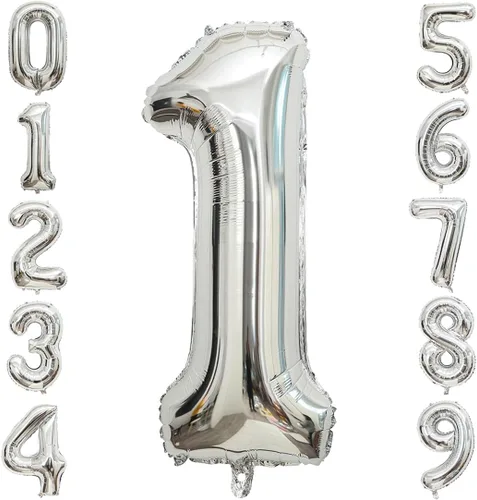 Miniatura 28 de Globos de 0 números plateados 0 globos de número 40 pulgadas número 0 globos de aluminio Mylar