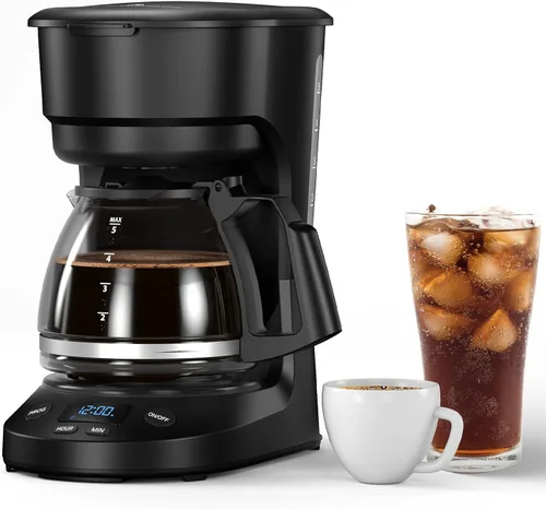 COWSAR Cafetera Compacta, Cafetera de Goteo de 5 Tazas con Función de Temporizador, Apagado Automático de 2H, Mantiene Caliente 2H, Pausa y Prepara,