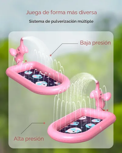 Miniatura 6 de QPAU Almohadillas de salpicaduras para niños pequeños de 1 a 3 años, tapete de juguete de elefante rosa para niños, tapete de juego al aire libre