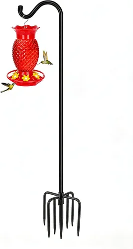Miniatura 16 de Gtongoko Ganchos ajustables de pastor para exterior, poste de comedero de pájaros de 76 pulgadas con base de 7 puntas, 3/4 de pulgada de grosor