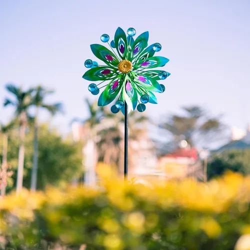 Miniatura 5 de Viveta Spinner de Viento Cinético, 53 pulgadas Spinners de Viento de Metal para Exteriores para Patio y Jardín, Molino de Viento Doble con Estaca