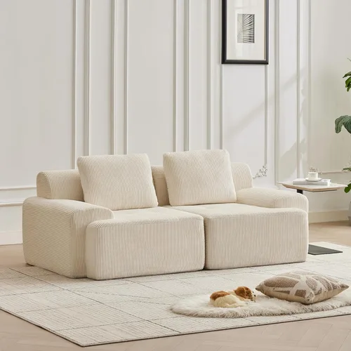 Miniatura 10 de Modular Sectional Sofa with Movable Ottoman, 1 Seat Deep Seat Couch with 1 Pillow, Comfy Cloud Sectional Sofa for Living Room, Bedroom and Apartment