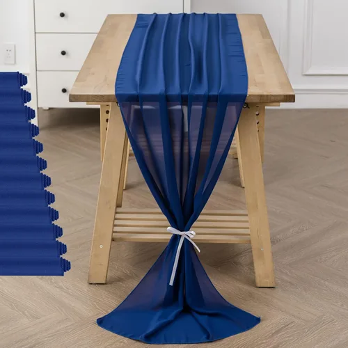 Miniatura 18 de Paquete de 2 caminos de mesa de gasa de 10 pies de 29 x 120 pulgadas, camino de mesa romántico transparente para boda, fiesta de cumpleaños