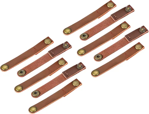 MECCANIXITY Correas de cuero para cables, organizador de cables de 3.543 x 0.472 in, clips de cuero, color marrón claro, gestión de cables para