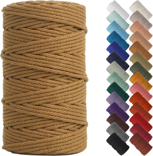 Miniatura 45 de NOANTA - Cuerda de macramé color beige natural, 1/8 pulgadas (3 mm) x 109 yardas (100 metros), cuerda de algodón colorido para colgar en la pared