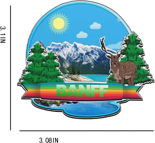 Miniatura 3 de Banff - Imán de Canadá para nevera, de madera, 3D, monumentos, viajes, coleccionables, recuerdos, decoración hecha a mano -1331