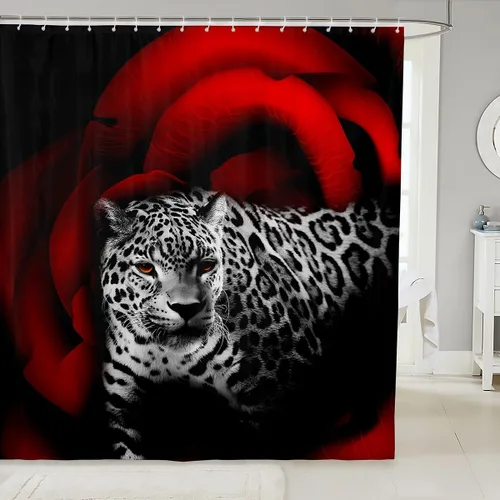 Miniatura 14 de Erosebridal Cortina de Ducha de Dinosaurio de Dibujos Animados 3D para Niños Varones Adultos Baño Selva Dino Tela Cortina de Baño 72" An x 72 L