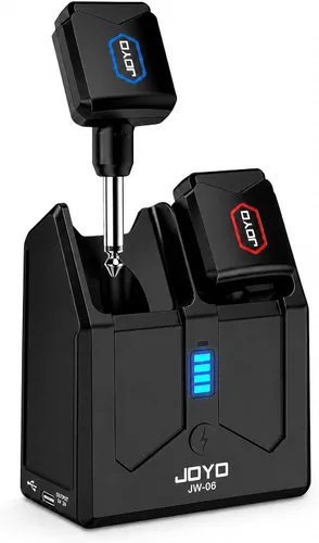 Transmisor inalámbrico de guitarra de 5.8 GHz sistema de guitarra receptor con caja de carga para guitarra eléctrica bajo 4 canales de audio (JW-06)
