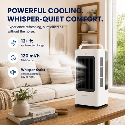 Miniatura 6 de Aires acondicionados portátiles, enfriador de aire evaporativo de 1700 ml con control remoto, mini aire acondicionado portátil oscilante de 120°